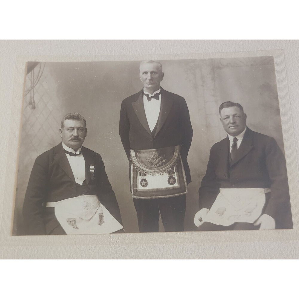 Antique Masonic Photo Freemason Portrait Sepia Tone Photograph Collectible